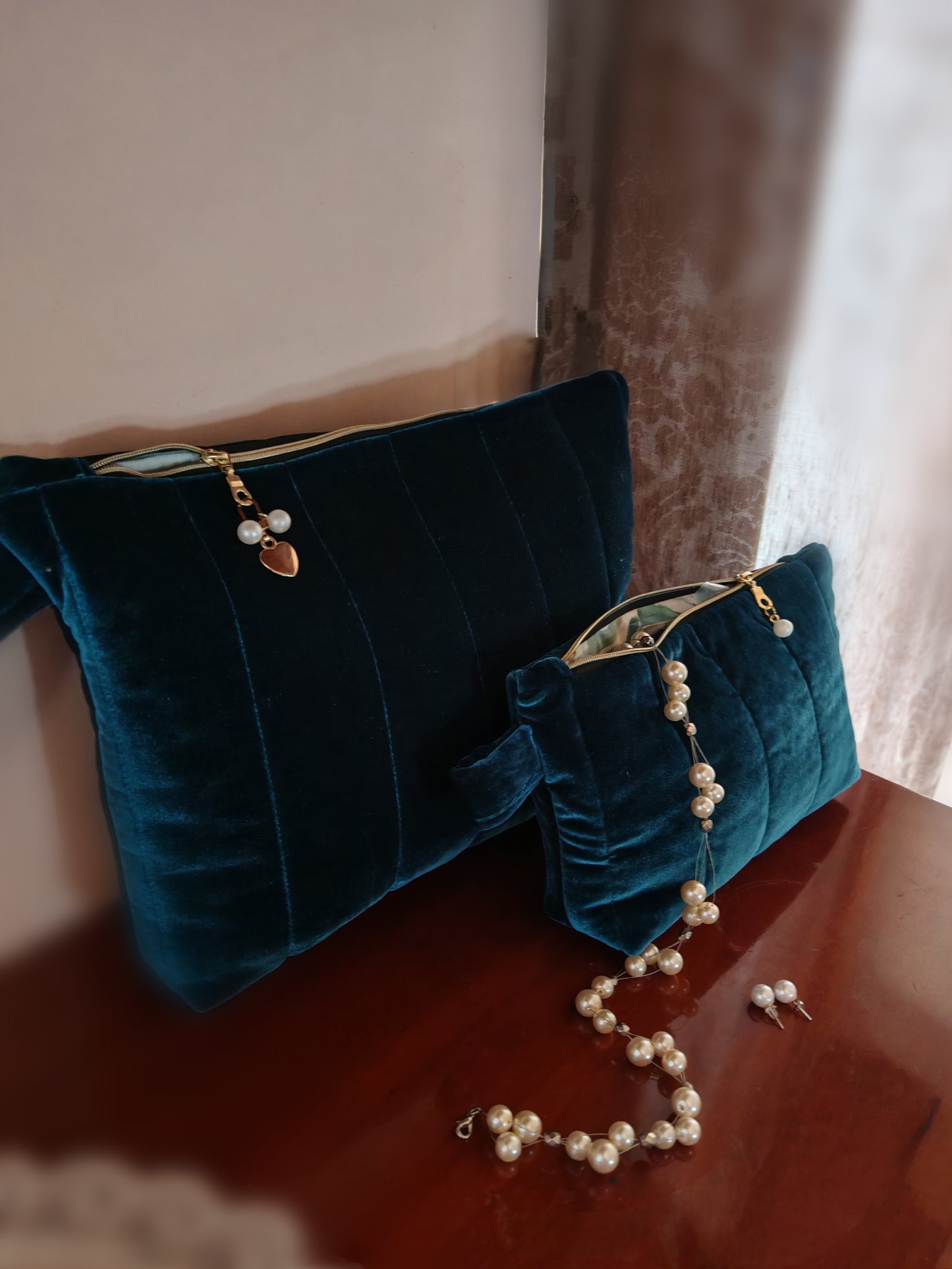 CELESTE Velvet Bag – Petrol