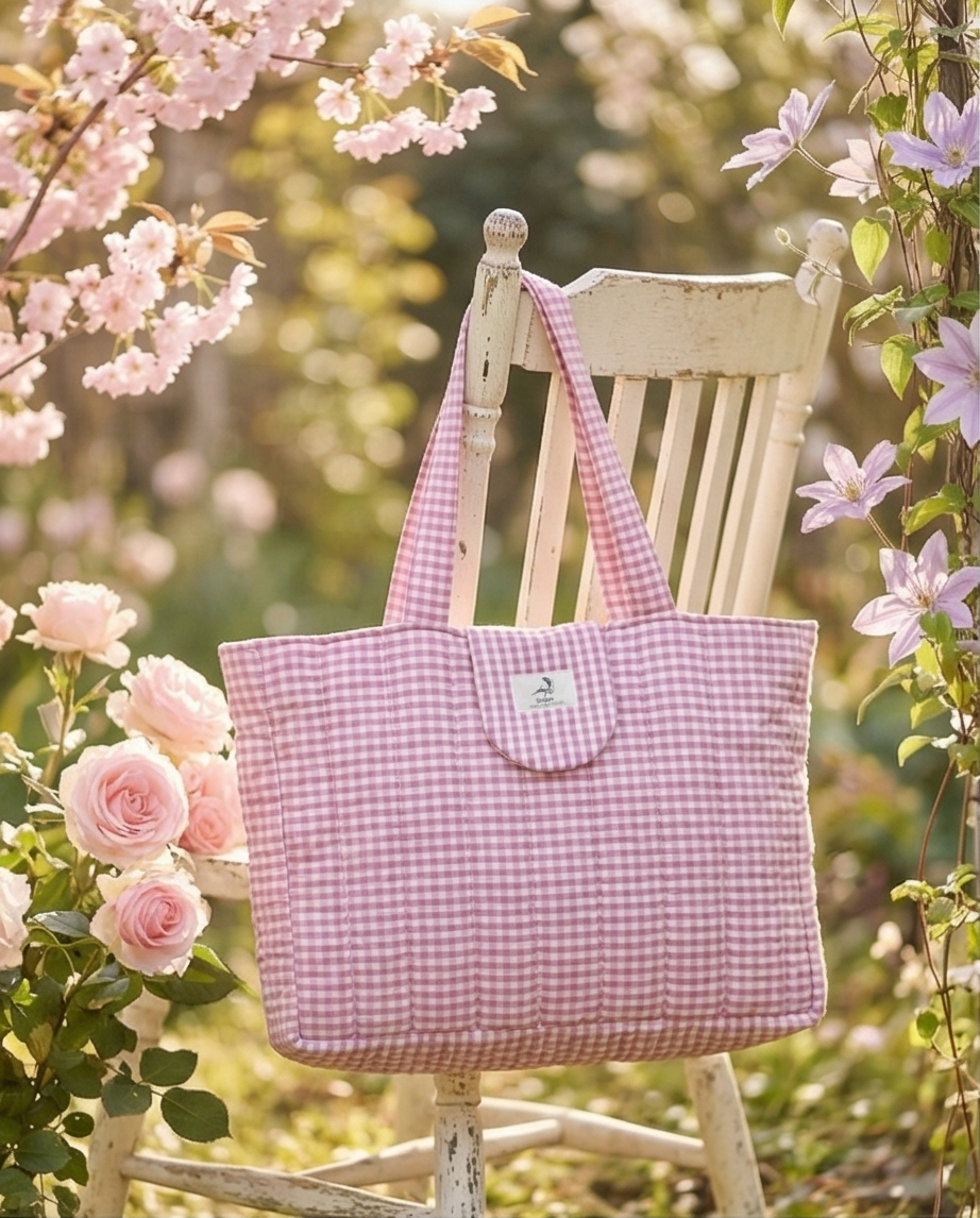 ROSALIE GARDEN Tote Bag – Pink Gingham