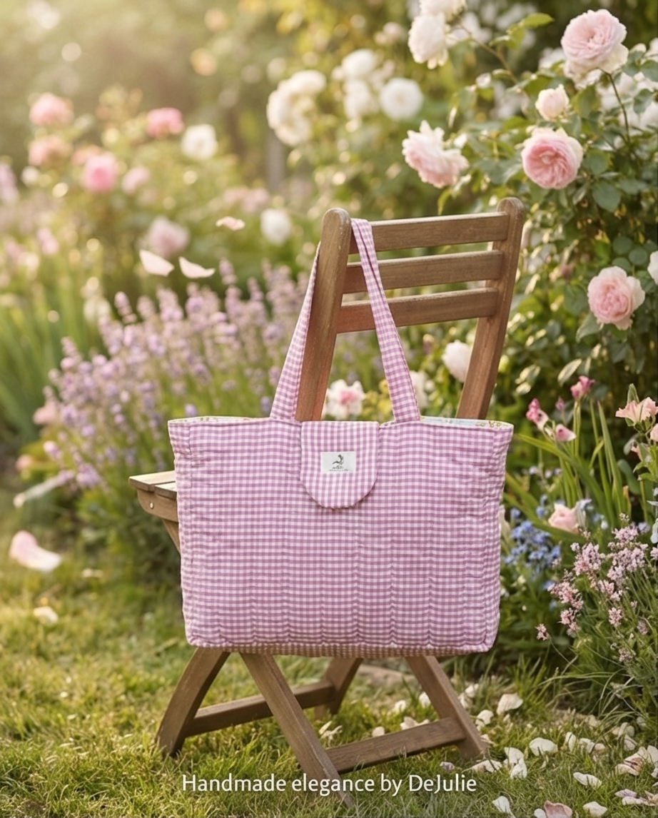 ROSALIE GARDEN Tote Bag – Pink Gingham