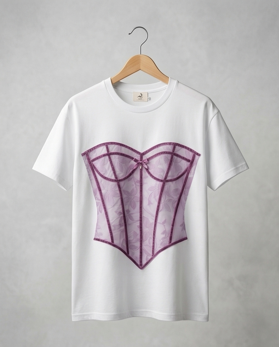 Corset Lace T-Shirt – Midnight Plum
