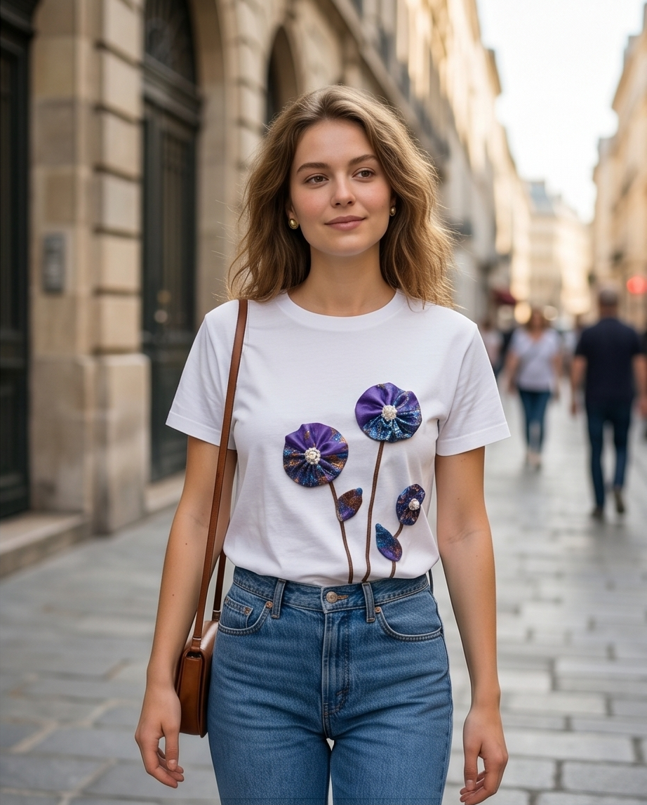 Améthyste Bloom – Floral t-Shirt
