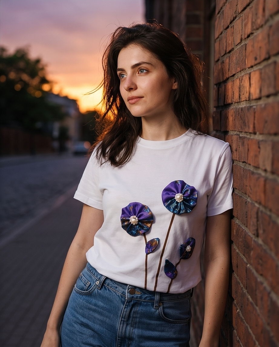 Améthyste Bloom – Floral t-Shirt
