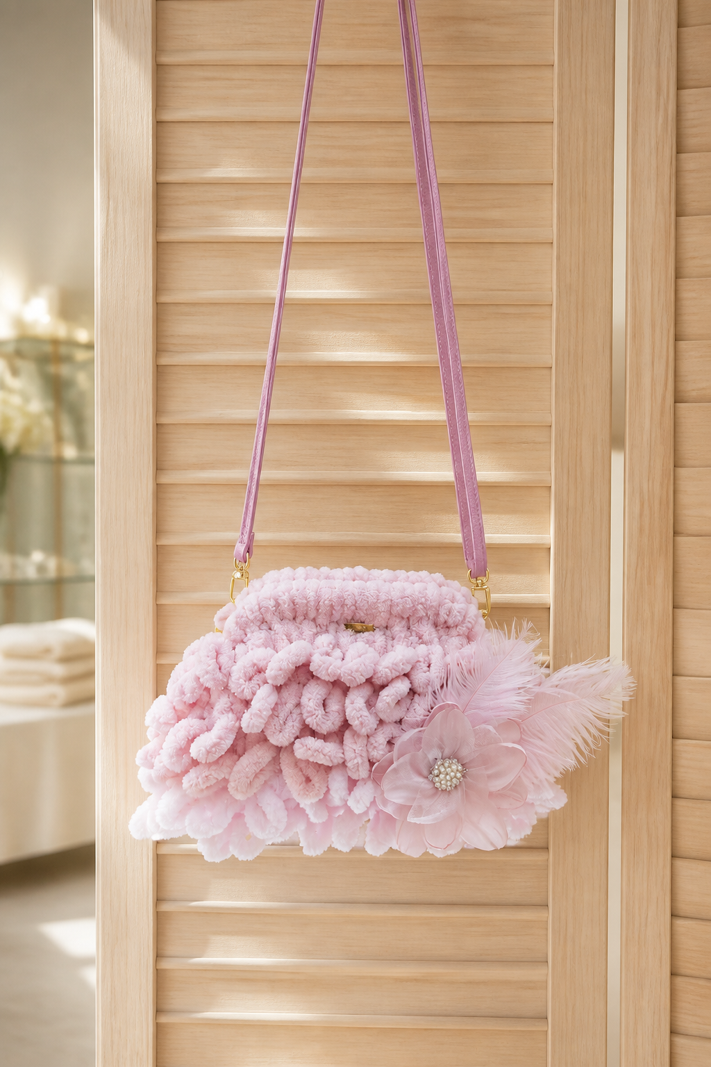 Rosy Petal - puffy mini bag