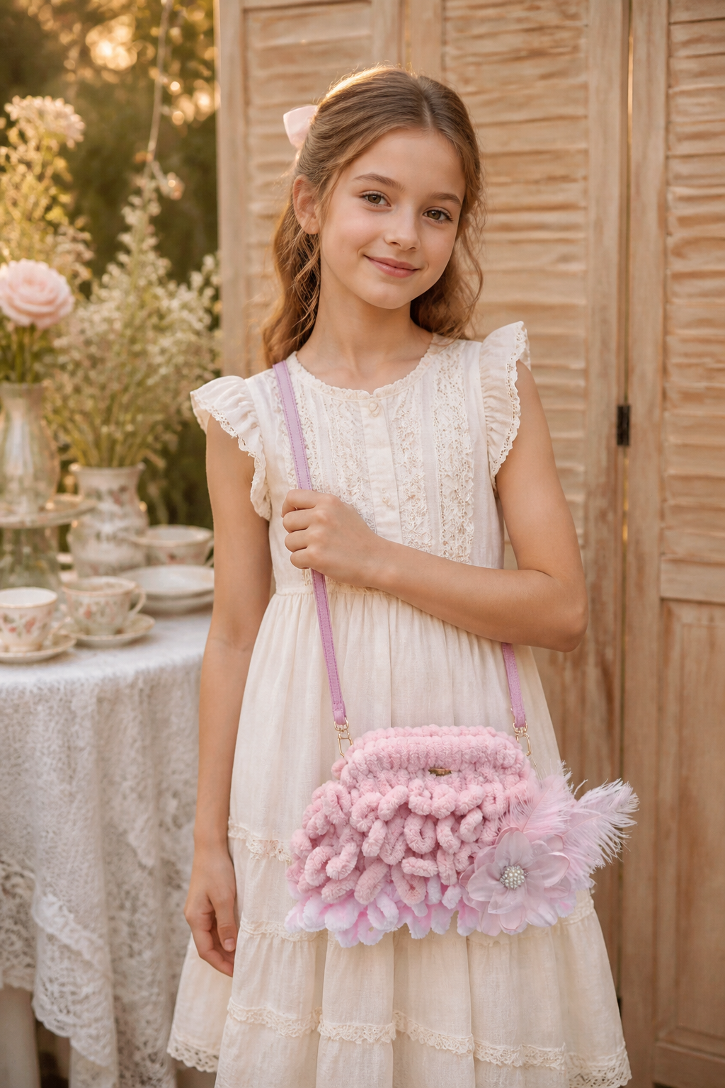 Rosy Petal - puffy mini bag