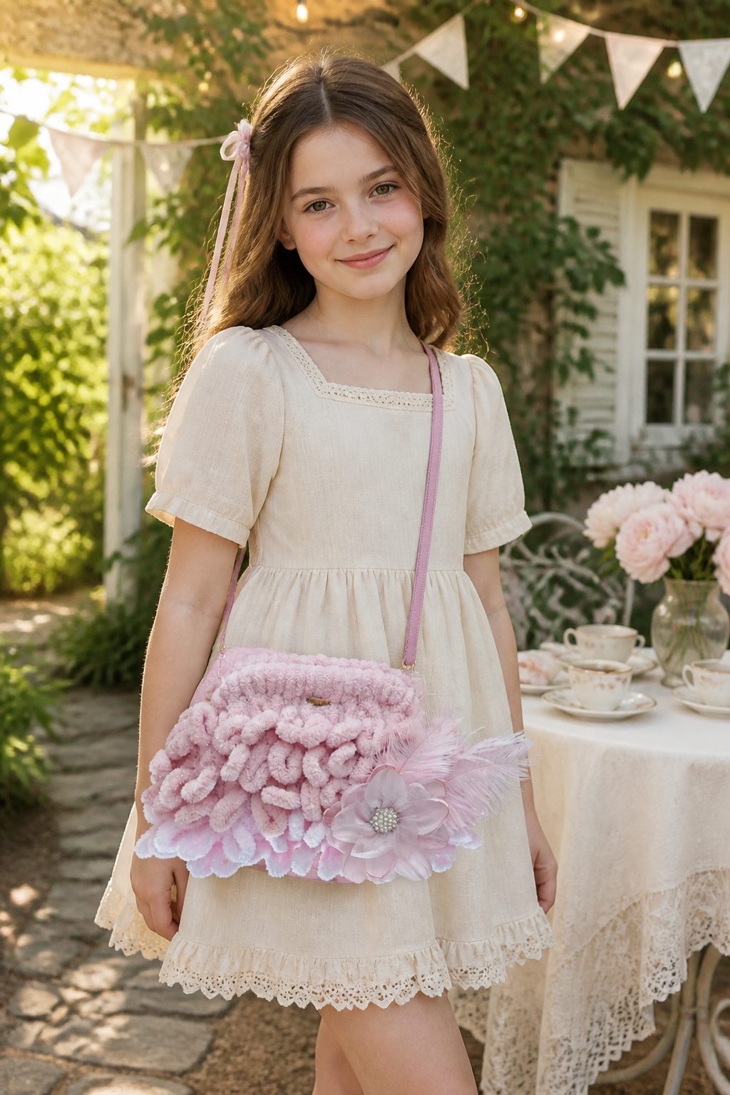 Rosy Petal - puffy mini bag
