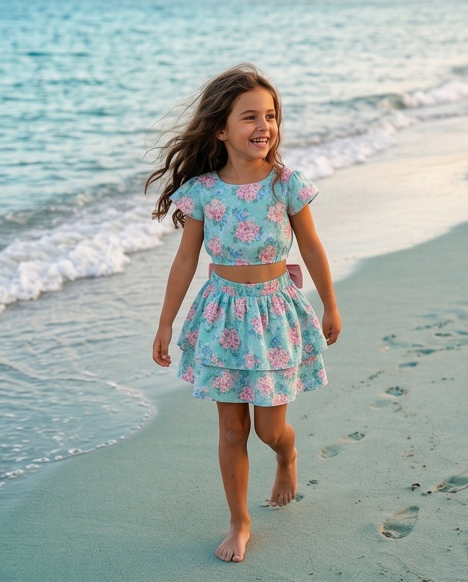 Pink & Mint Garden Princess- skirt Sets