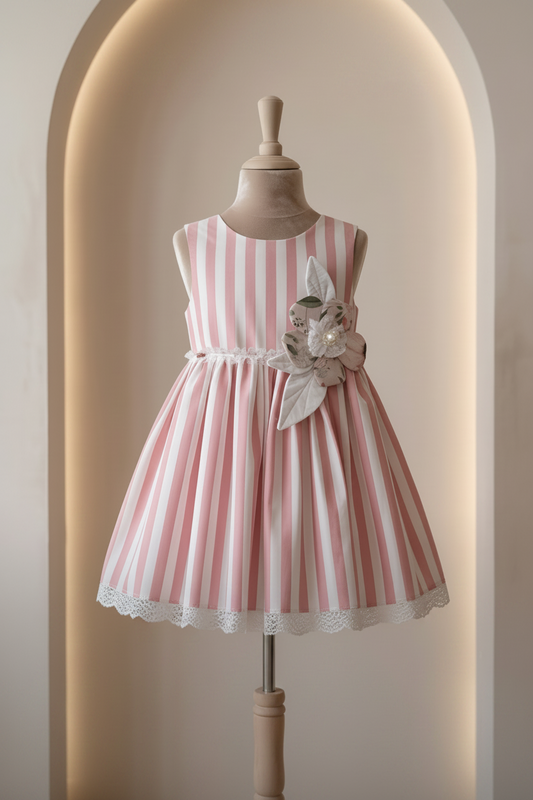 Stripes & Flower - Pink Dress
