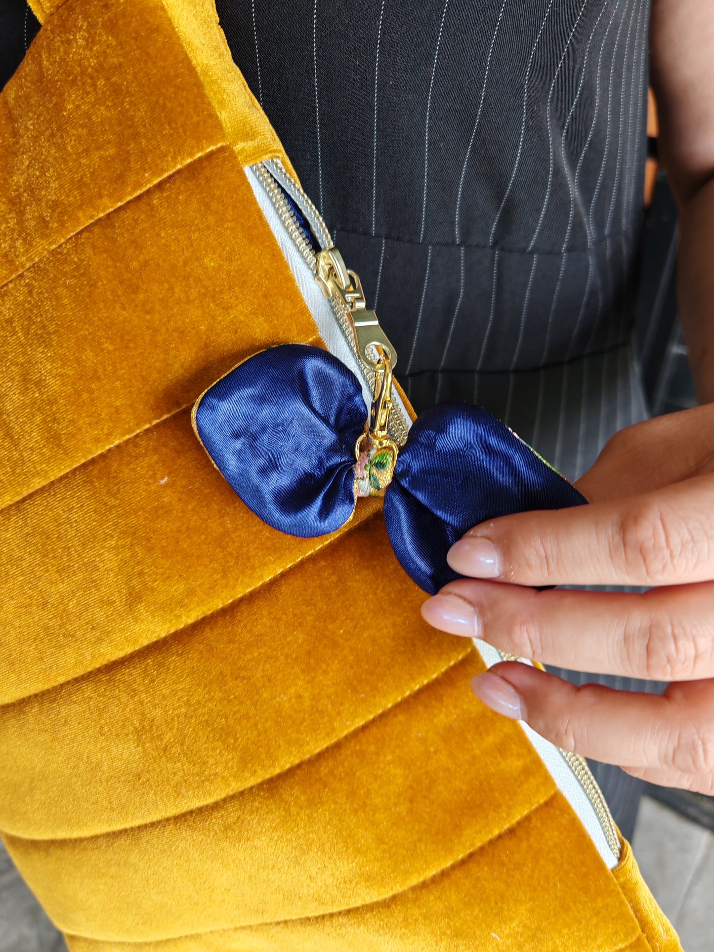 AURELIA – Golden Mustard Velvet Bag