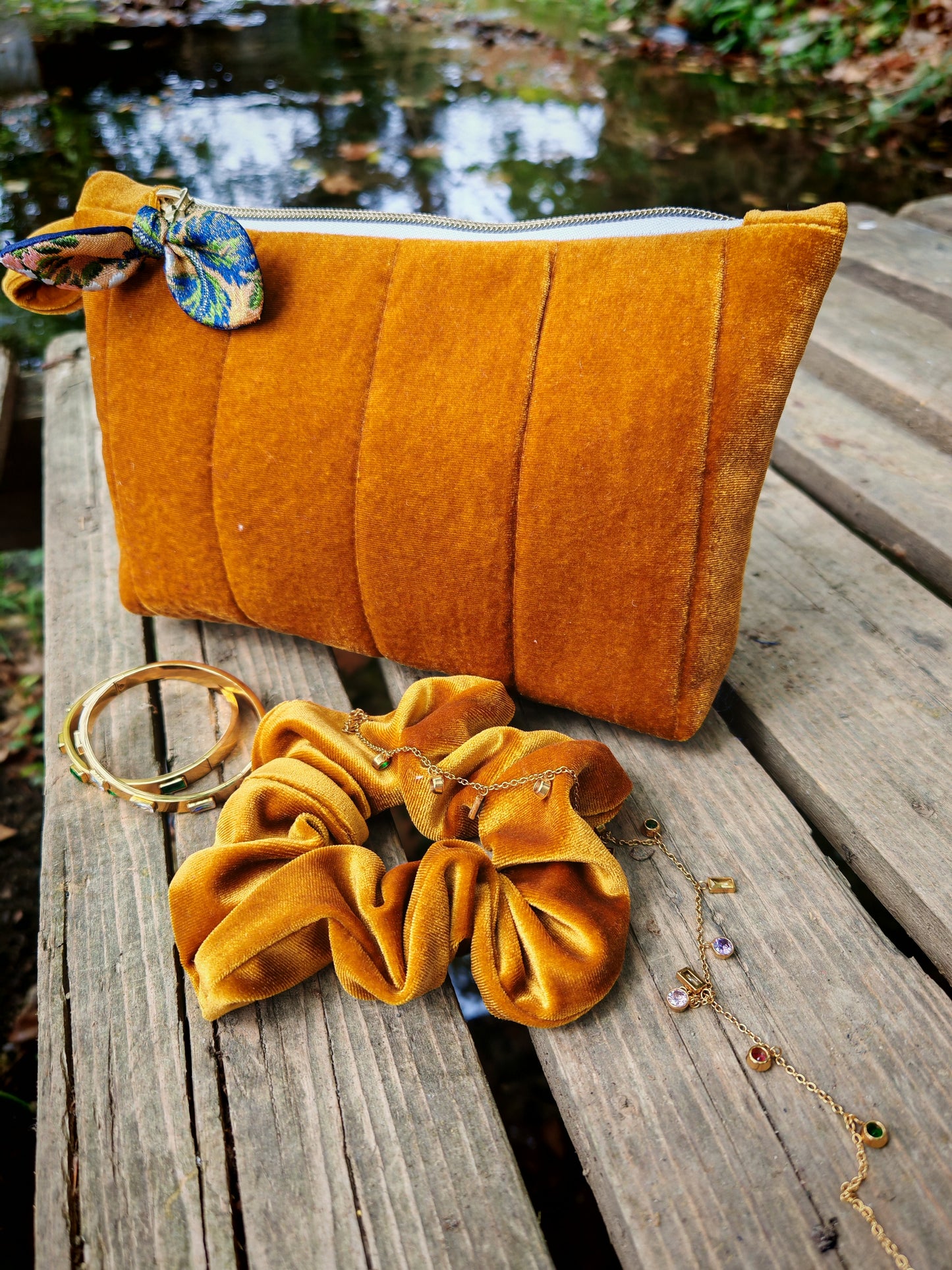 AURELIA – Golden Mustard Velvet Bag