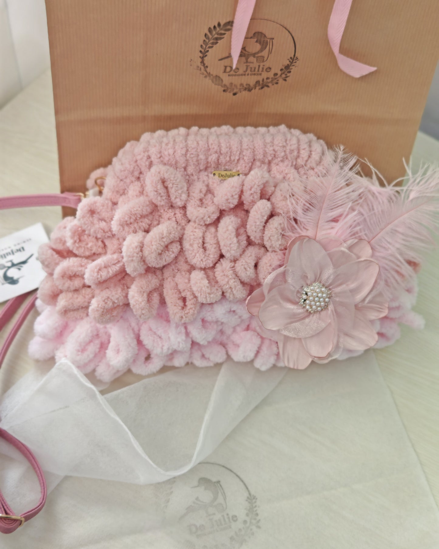 Rosy Petal - puffy mini bag