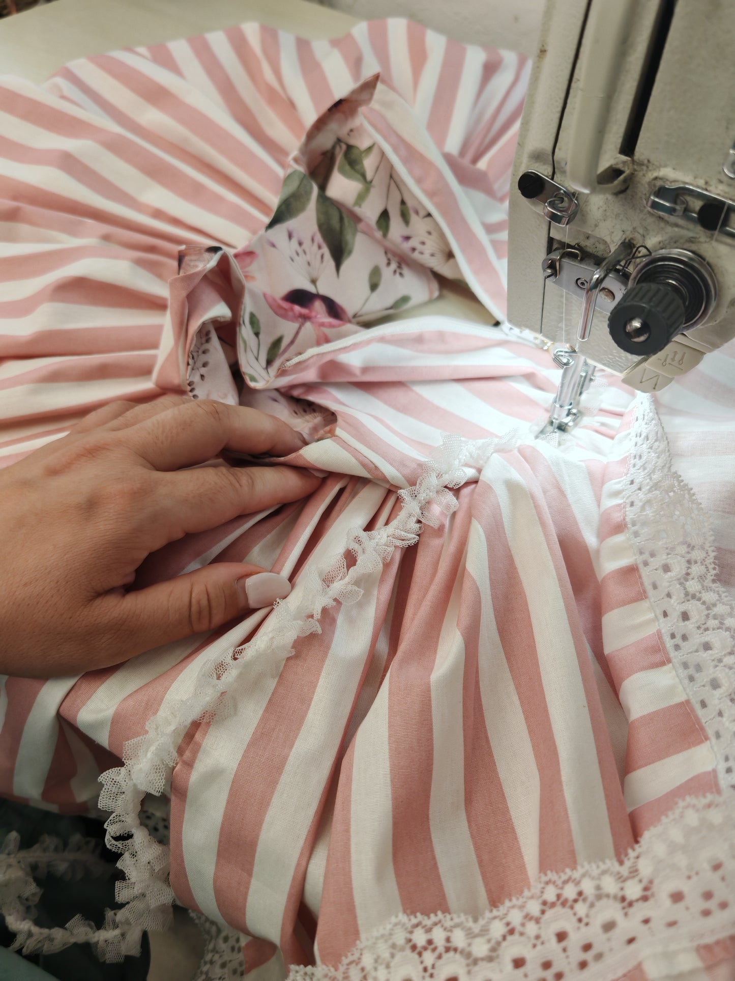 Stripes & Flower - Pink Dress