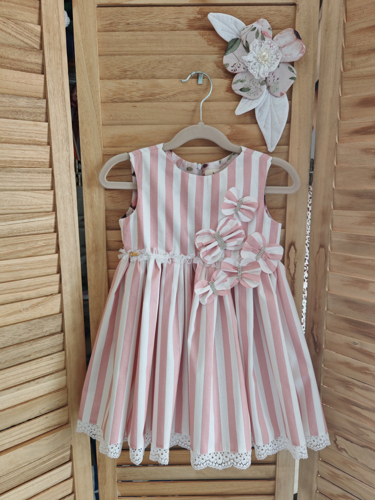 Stripes & Flower - Pink Dress
