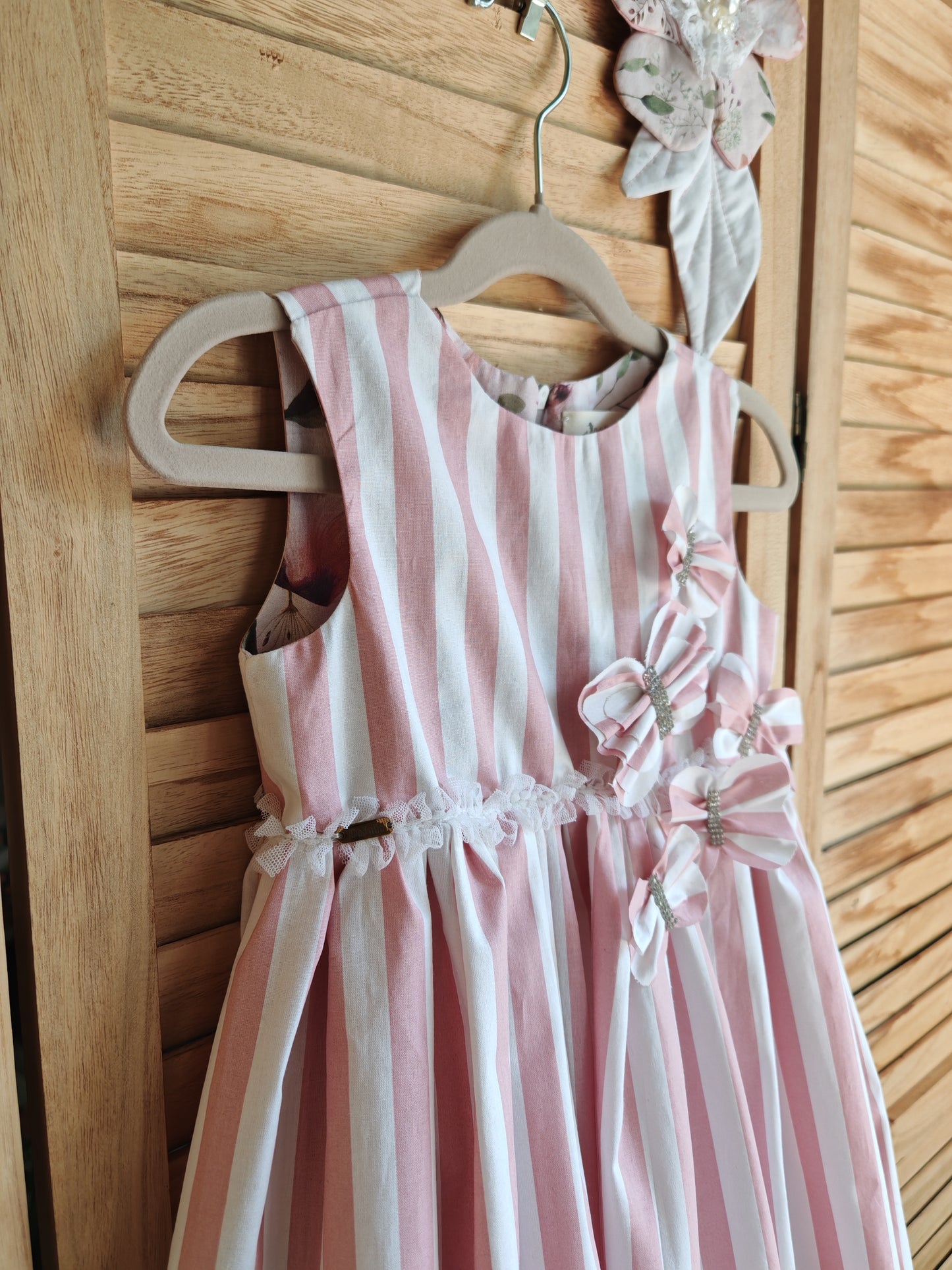 Stripes & Flower - Pink Dress
