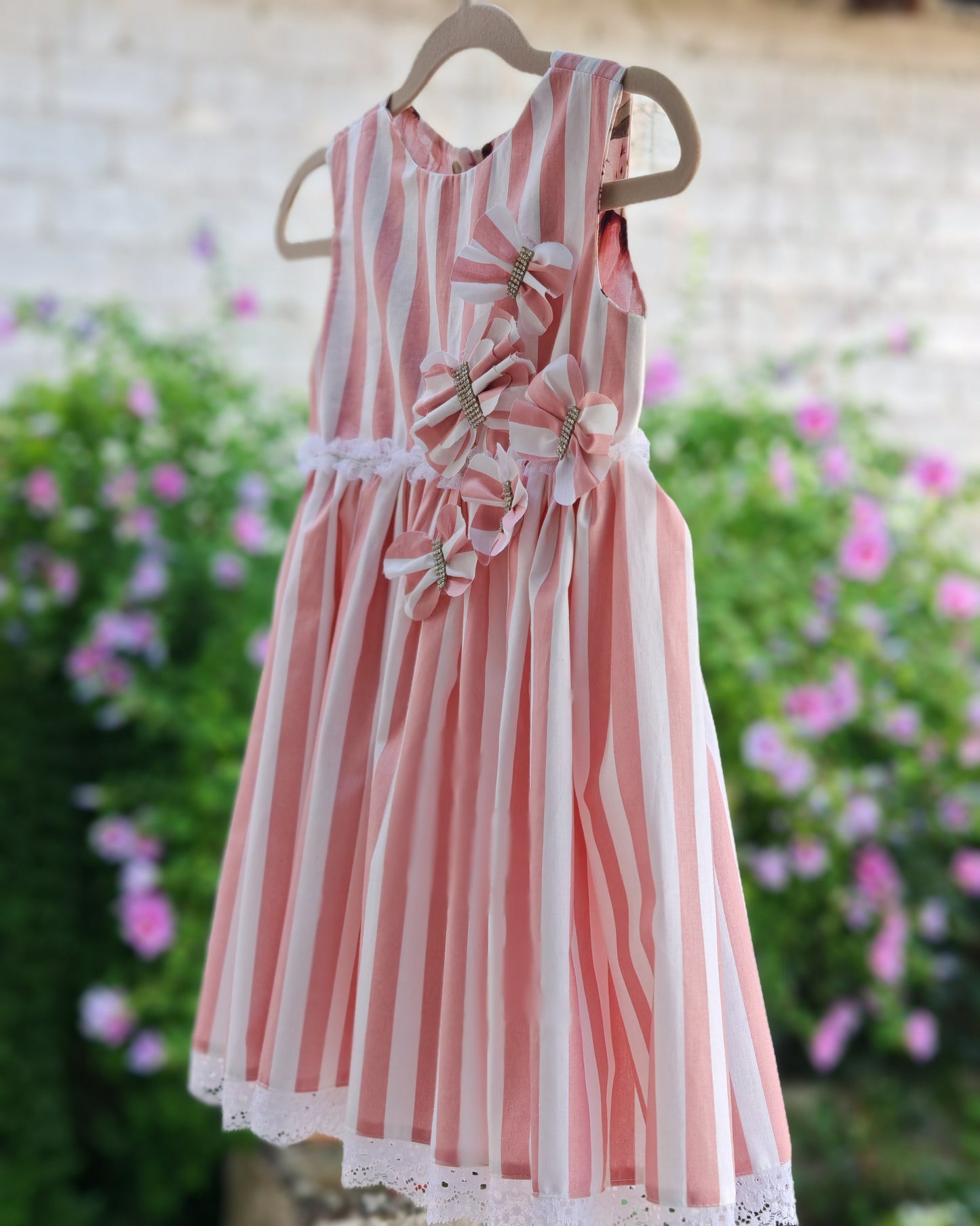 Stripes & Flower - Pink Dress