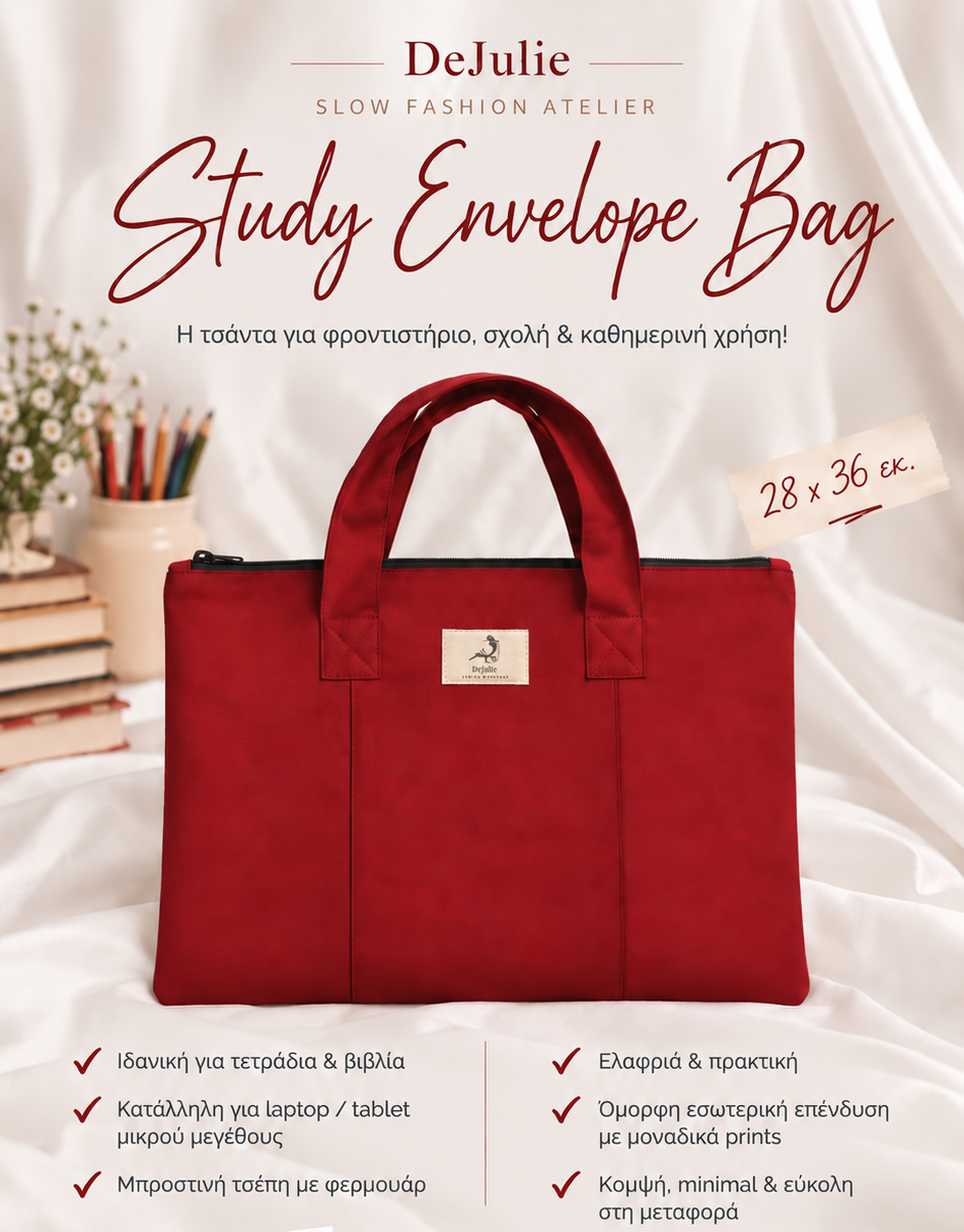 Study Envelope Bag - Burgundy