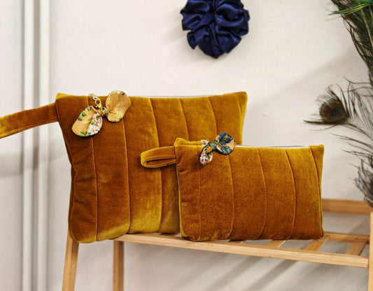 AURELIA – Golden Mustard Velvet Bag